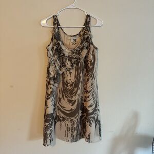 LC Lauren Conrad Sleeveless Shift Dress Size 4 Brown Abstract Summer Chic